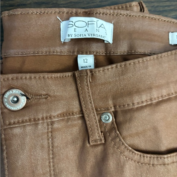 Sofia by Sofia Vergara Flare Jeans in Warm Tan - Picture 2 of 5